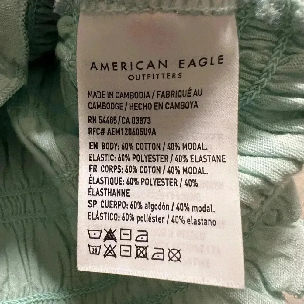 American eagle smocked crop top tank mint green medium lightweight juniors girl - Picture 6 of 7